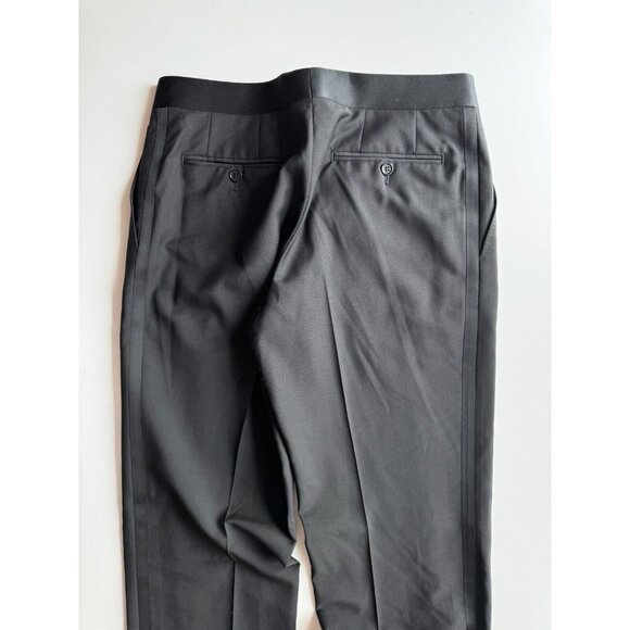 NWOT Men's CANALI Black Travel Wool Mohair Satin-Trimmed Tuxedo Pants, Size 46R - Picture 9 of 16
